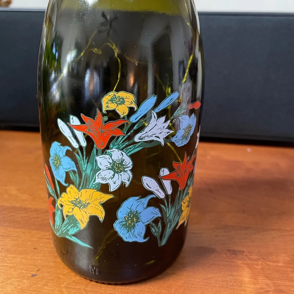 Wine bottle with cork fairy lights